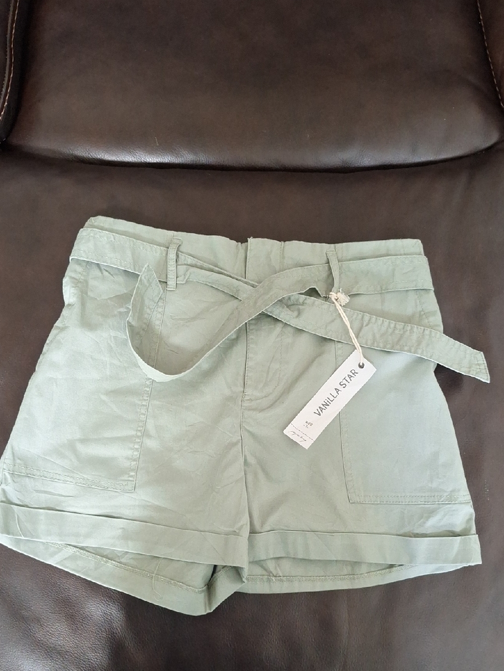 Vanilla Star Light Sage Women's Belted Cotton Shorts